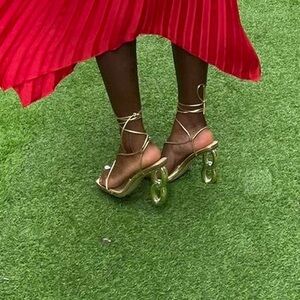 Elegant Gold Strappy Heels